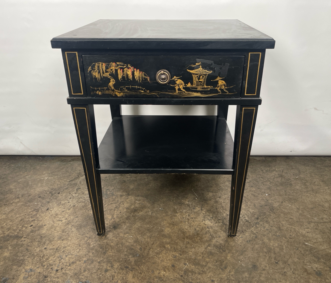 Trouvailles Hand Crafted Oriental Side Table with Drawer