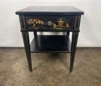 Trouvailles Hand Crafted Oriental Side Table with Drawer