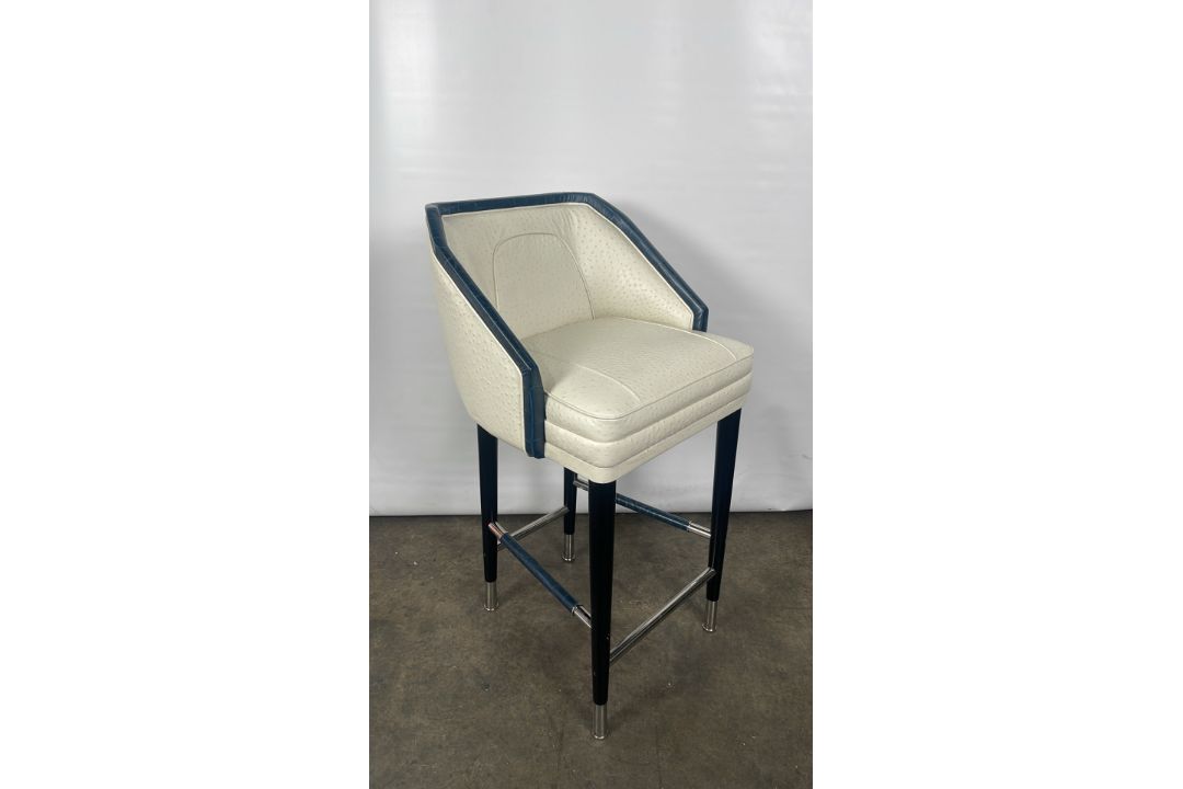 Ostrich Leather Bar Stool Designed for The Berkeley Blue Bar - Image 3 of 12