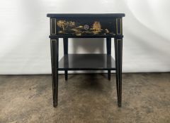 Trouvailles Hand Crafted Oriental Side Table with Drawer