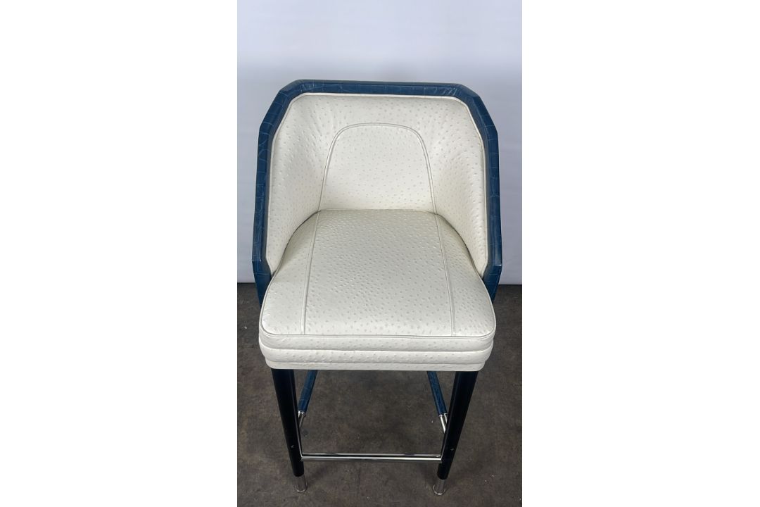 Ostrich Leather Bar Stool Designed for The Berkeley Blue Bar - Image 12 of 12