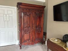No Reserve - Vintage Dark Wood Double Wardrobe