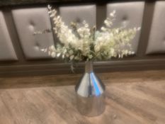 NO Reserve - Artificial Floral Arrangement In Metal Vase