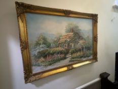 English Cottage Painting By R. Weaver