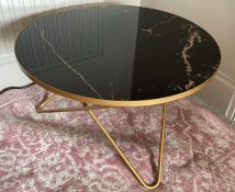 NO Reserve - Coffee Table With Black Faux Marble Top