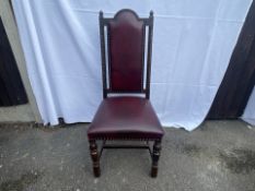 NO Reserve - 4 x Leather Carved Dining Chairs