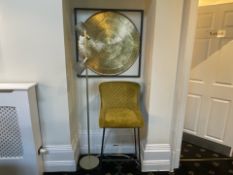 Bar Stool, Floor Lamp And Artwork