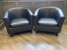 Pair Of Pleather Tub Chairs