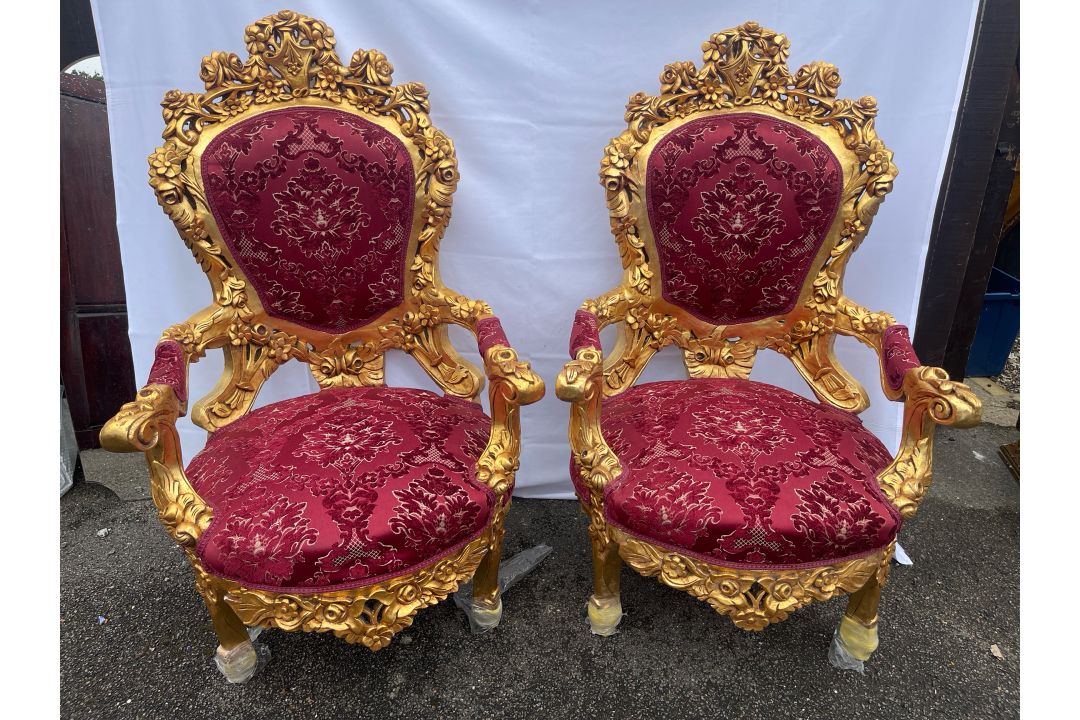 Baroque Style Pair Of Chairs - Image 1 of 7