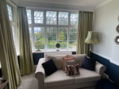 NO Reserve - Leaf Pattern Curtains, Drapes & Floor Lamp