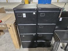 NO RESERVE Black Four Drawer Filing Cabinets x2