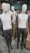 NO RESERVE Male Mannequins On Stands With Fabric Body And Articulated Arms x2