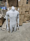 NO RESERVE NEW In Box Cool Grey Male Torso Mannequin With Stand
