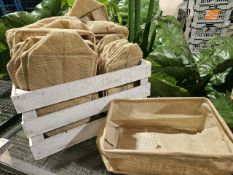 NO RESERVE Wooden Crate Containing Hesian Storage Bags With Wire Rim