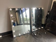 NO RESERVE Pair Of Diamond X Tabletop Mirrors With Lights