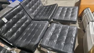 Pair Of Barcelona Style Chairs With Two Footstools