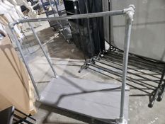 NO RESERVE Industrial Hanging Rail With Wooden Base On Castors