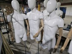 NO RESERVE Male Mannequins With Articulated Arms On Stands x3