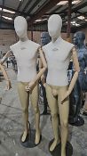 NO RESERVE Male Mannequins On Stands With Fabric Body And Articulated Arms x2