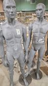 NO RESERVE Two Grey Male Mannequins On Stands