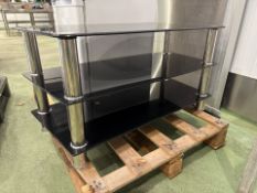 NO RESERVE 3 Tier Black Glass TV Stand