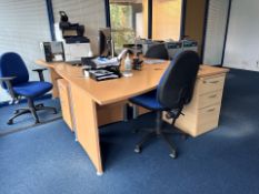 3 Cheeky Effect Office Desk With Pedestal Cabinet & Chairs