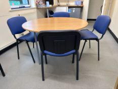 NO RESERVE Circular Table and 4 Blue Pleather Chairs