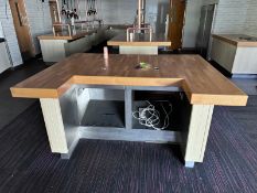 NO RESERVE - Large Stainless Steel Base (Wired for Electrics) & Solid Wood Top Table