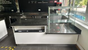NO RESERVE - Stainless Steel Display Counter with Glass Shelving & Storage Compartments