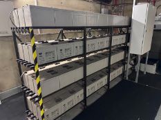 NO RESERVE, Battery Storage Unit & Frame (Approx 99 x YUASA - SWL2500FR, 12 Volt Batteries