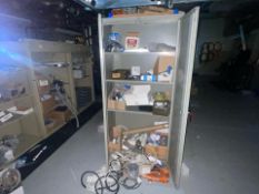 NO RESERVE - Metal Double Door Cabinet & Contents