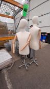 NO RESERVE Fabric Mannequins With Silver Metal Stand x2