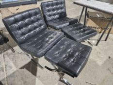 NO RESERVE Pair Of Barcelona Style Chairs With Two Footstools