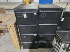 NO RESERVE Black Four Drawer Filing Cabinets x2