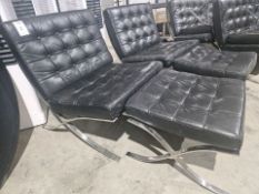 NO RESERVE Pair Of Barcelona Style Chairs With Two Footstools