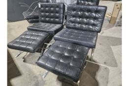 NO RESERVE Pair Of Barcelona Style Chairs With Two Footstools