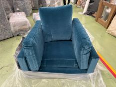 NO RESERVE Marco Armchair In Deep Turquoise Cotton Matt Velvet