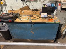Wooden Workbench and Contents