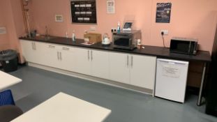 *NO RESERVE* Garnet Effect Wooden Worktop With 8 Cupboards & Built In Sink