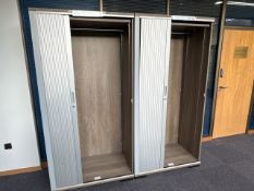 Tall Wooden Tambour Units x3