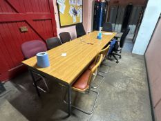*NO RESERVE* Wooden Meeting Table and 9 Assorted Chairs
