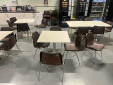 12 x Canteen Tables & 28 x Brown Plastic Chairs
