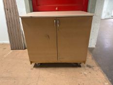 Wooden Cupboard Unit On Wheels