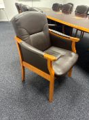 Meeting Table, 12 Brown Leather Appearance Chairs and Side Unit