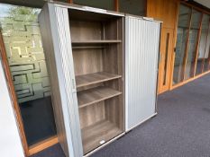 Tall Wooden Tambour Units x2