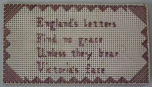 Small Needlework Sampler Postage Stamp Holder