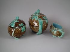 Joseph Holdcroft Majolica 3 Piece Nut Tea Set