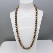Coffee Pearl Strung Necklace, Yellow Gold