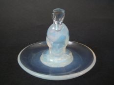 René Lalique Opalescent Glass 'Canard (Duck)' Cendrier Rond/Ashtray