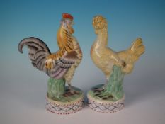 Pair Staffordshire Hen & Cockerel/Rooster Figures